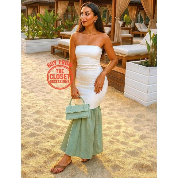 ZARA Strapless Pleated Midi Dress NWT – White & Sage Green, Size M & L - Picture 5 of 16